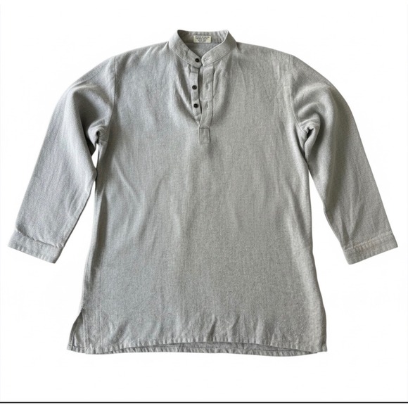 Skavij Other - Skavij Mens Grey Mandarin Collar Button Up Long Sleeve Tunic Shirt Size L
